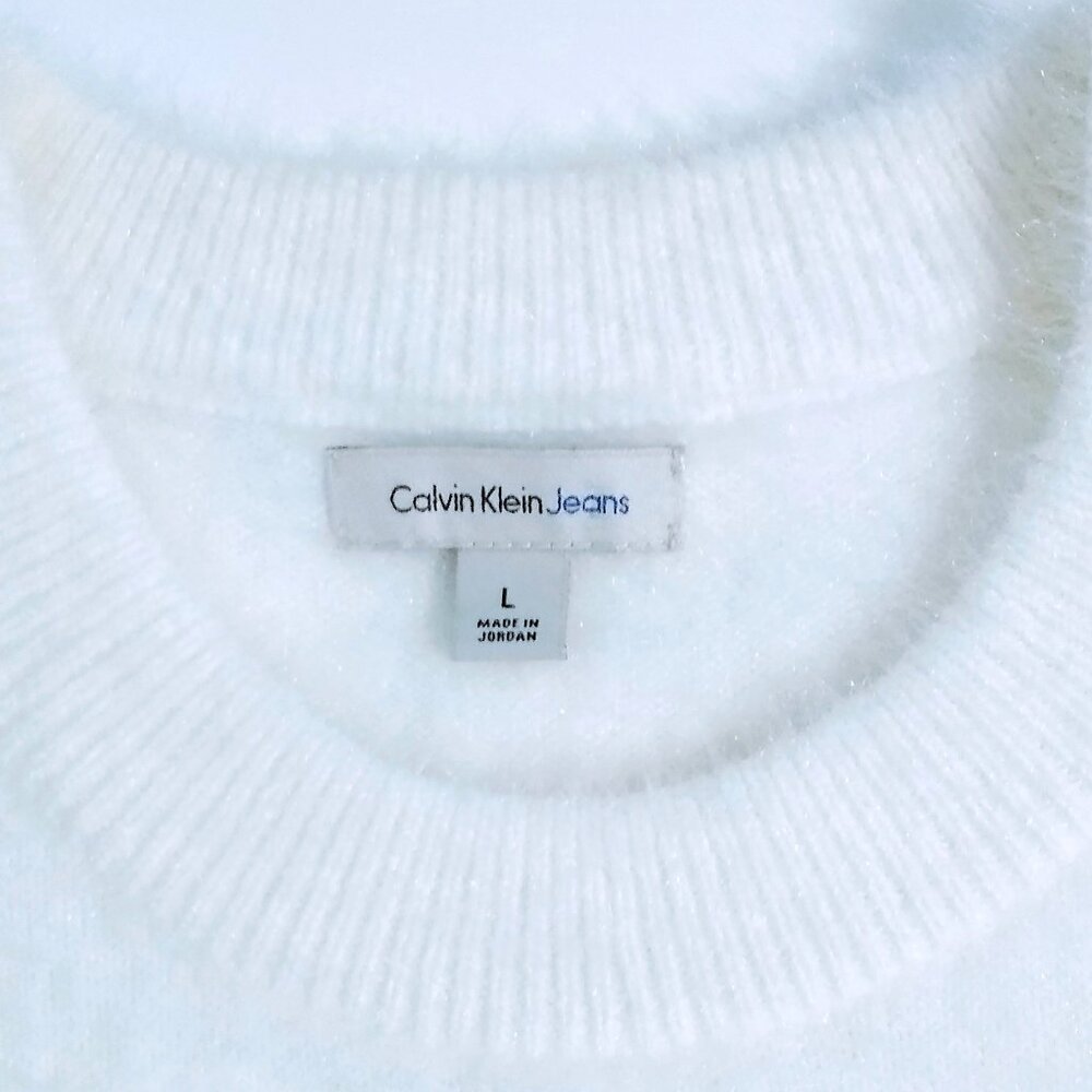 CALVIN KLEIN JEANS FUZZY SWEATER PULLOVER SIZE LARGE - Picture 6 of 16